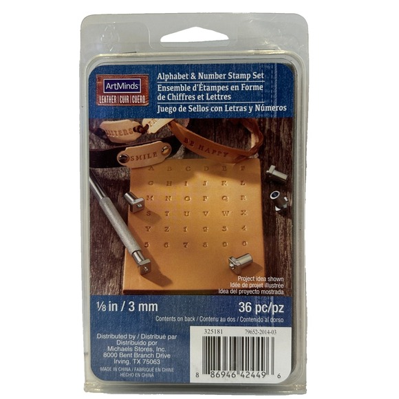 ArtMinds Leather Alphabet and Number Stamp Set 1/8 inch 3mm 36 pieces NEW Sealed - Picture 1 of 4